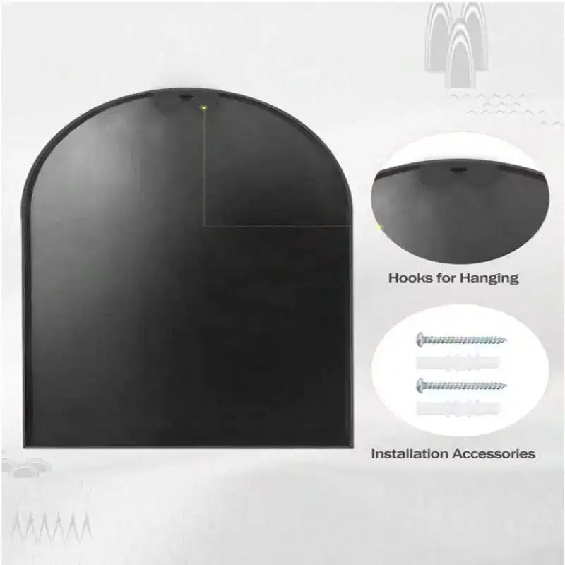 Miroir de cheminée arqué 26 x 38, Noir/Doré-HOMLUX : Cadre en métal, fixation murale, décor moderne