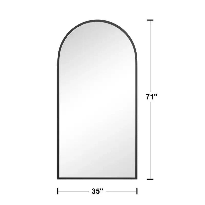 Miroir en bois massif pleine longueur 180x90x2 cm (sans support) avec bords droits et angles droits, coloris noir