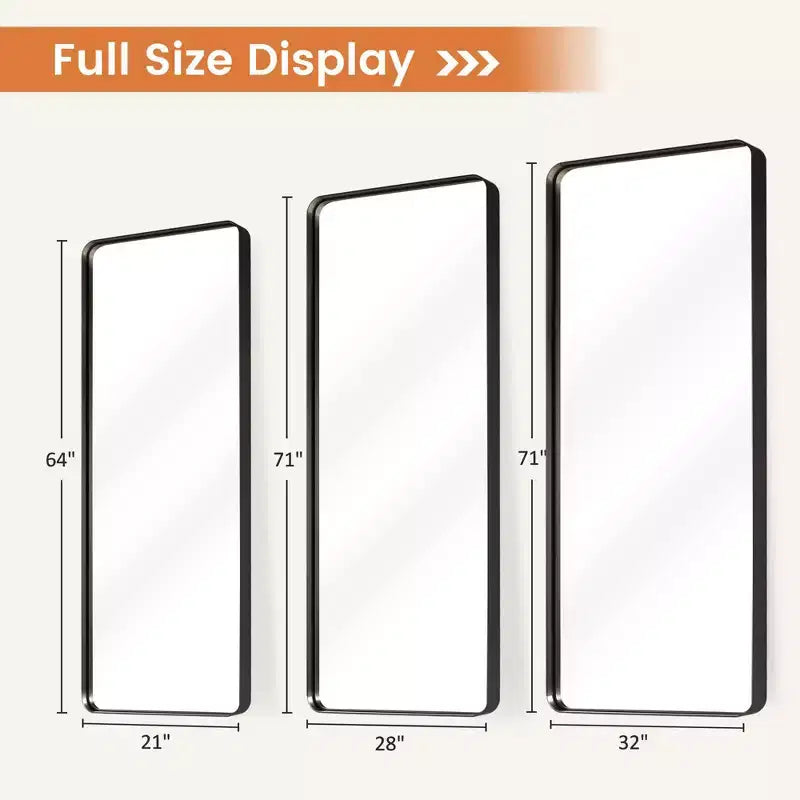Miroir rectangulaire intégral : Aluminium, Profond, 162 x 53cm