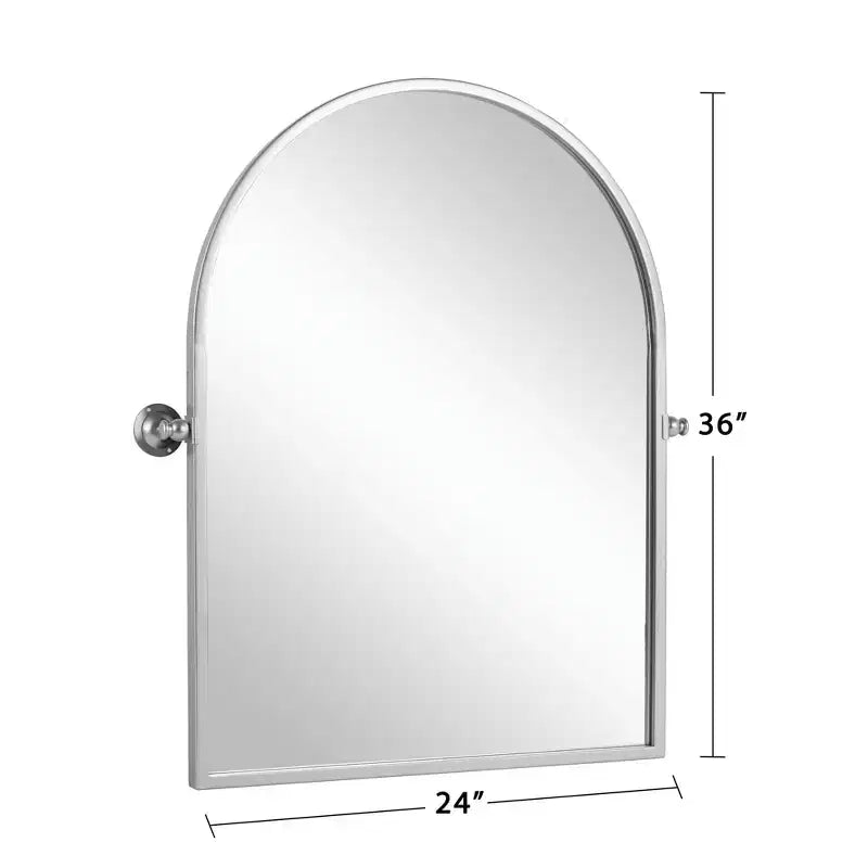 Miroir mural argenté avec cadre en fer arqué à angle droit, 91x61x4cm
