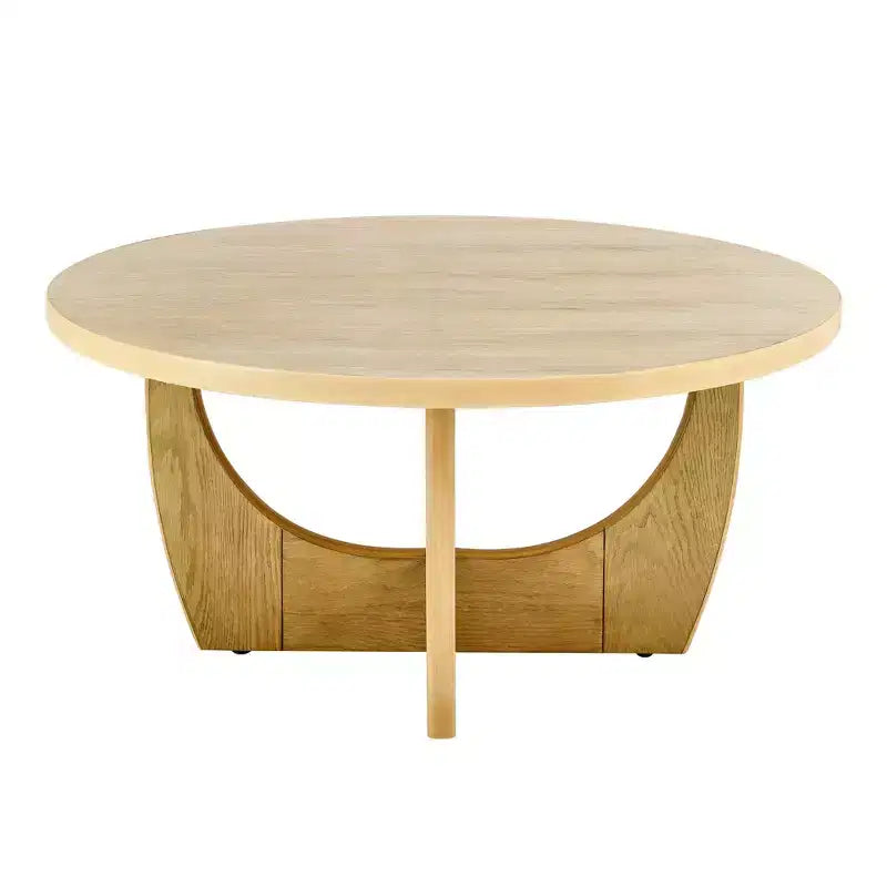 Table basse ronde de 36 pouces, table de cocktail moderne du milieu du siècle avec plateau circulaire, table d'appoint à grain de bois pour bureau à domicile
