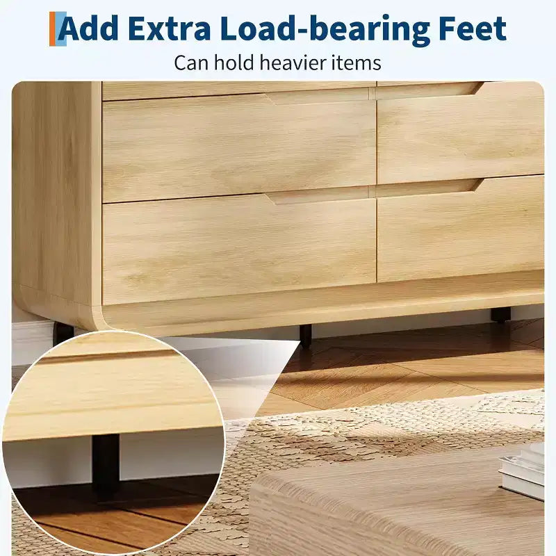 Commode à 6 tiroirs pour chambre à coucher, commode en bois moderne de 120 cm de large avec grand espace de rangement en bois, commode pour salon, couloir