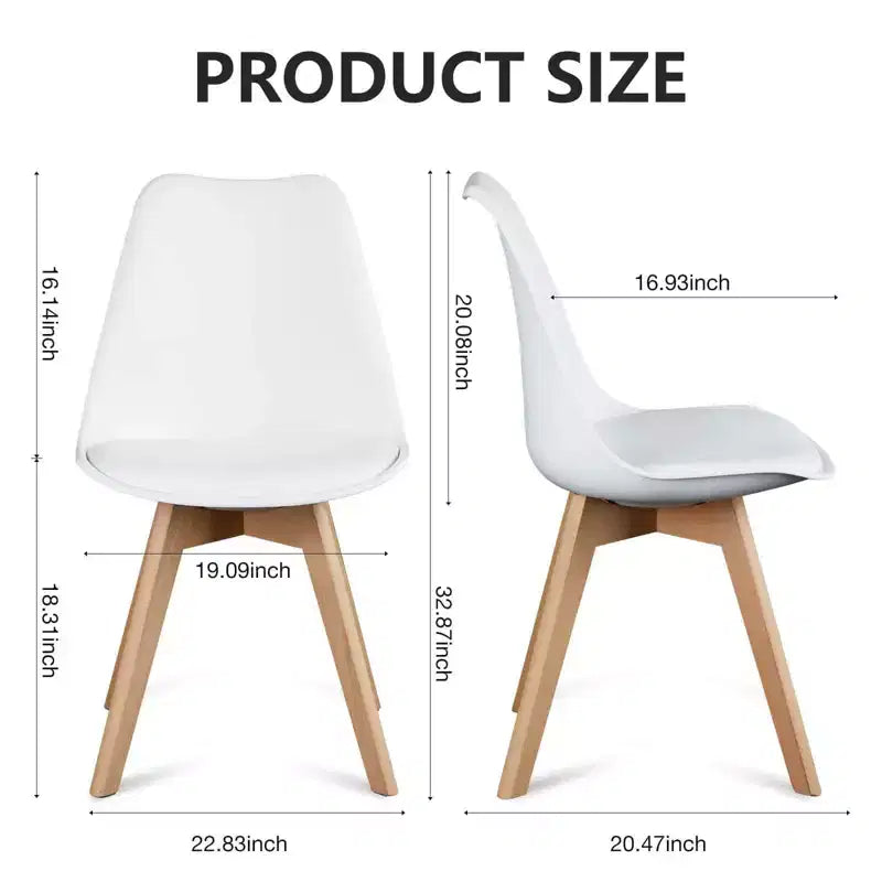 Chaises de salle à manger Okak (lot de 4) avec surface en similicuir et pieds en bois, chaises sans accoudoirs avec assise rembourrée, chaises de cuisine pour salle à manger