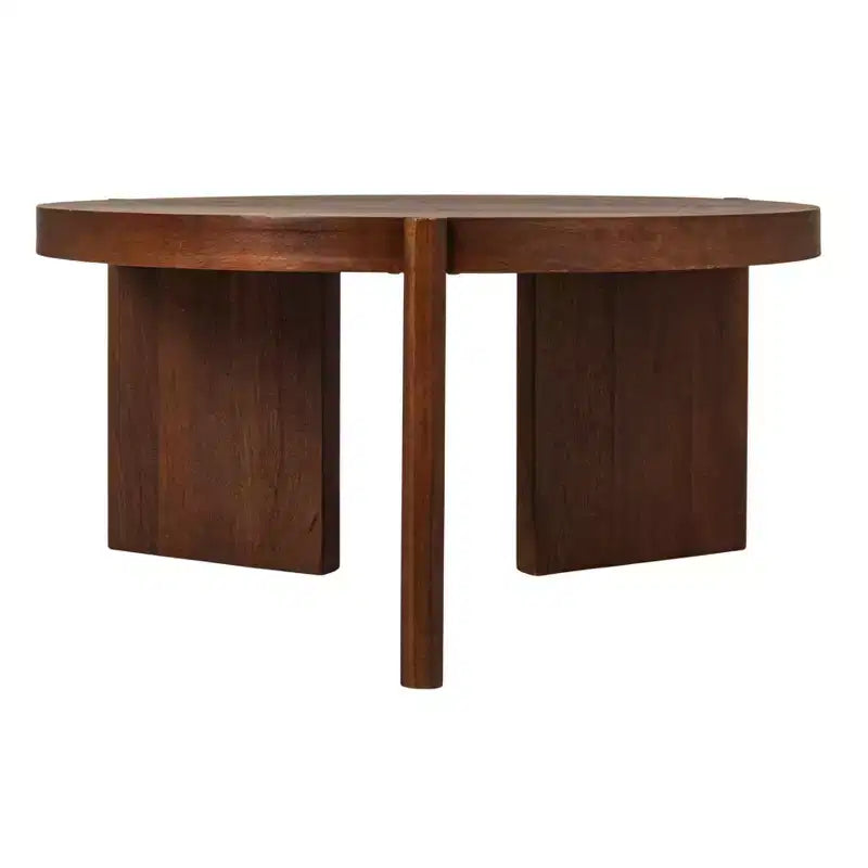 Table basse Storied Home en bois de manguier, finition noyer