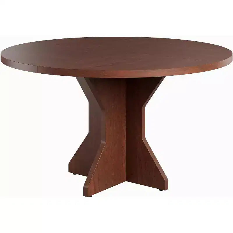 Table à manger ronde pour 4-6 personnes, table de cuisine circulaire de 120 cm avec piédestal robuste, meubles de salle à manger pour petits espaces dans le salon