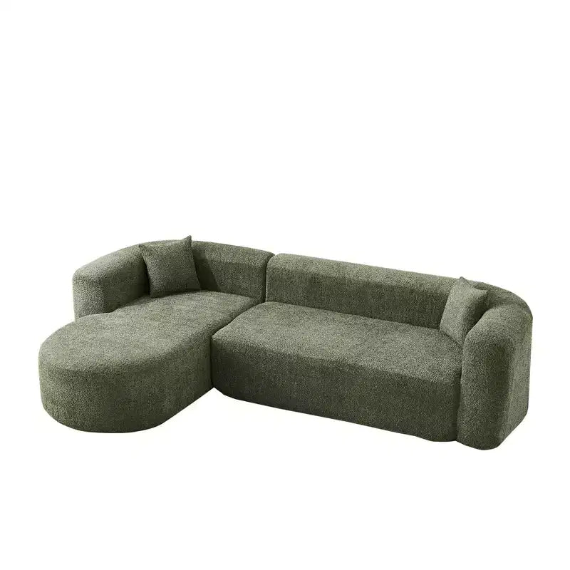 Clihome Canapé d'angle modulable 109,4 po en forme de L, avec méridienne gauche en tissu chenille et 2 oreillers, modèle Cloud