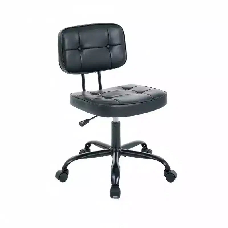 Chaise de bureau MAYEERTY sans accoudoirs en cuir PU, chaise à roulettes avec coussin épaissi pour petits espaces domestiques