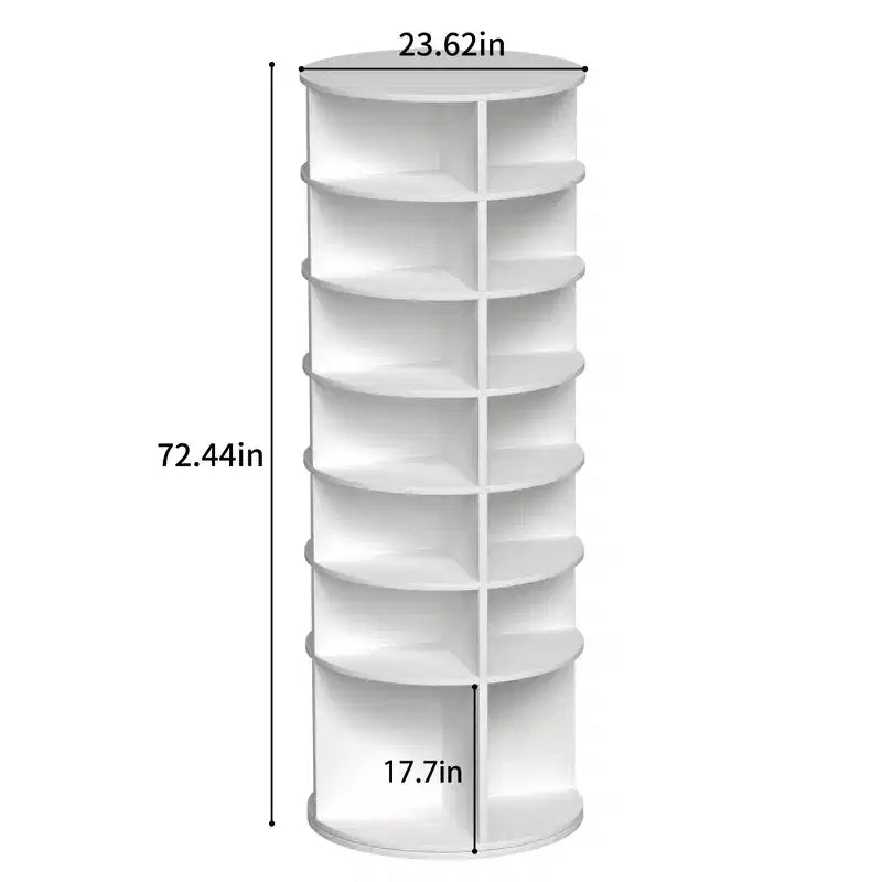 Tour de rangement rotative pour chaussures, organisateur de chaussures rotatif à 360° à 7 niveaux, rangement de chaussures autoportant, peut contenir jusqu'à 28 paires, blanc