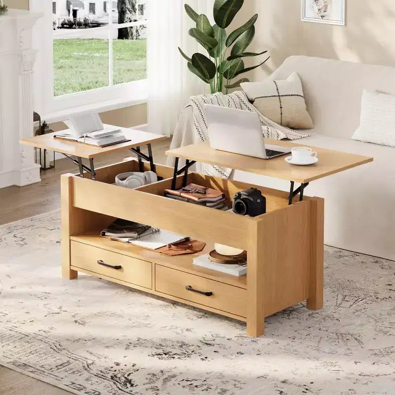 Table basse en bois - Table basse réglable, Table basse réglable en hauteur, Table basse moderne, Table basse élégante