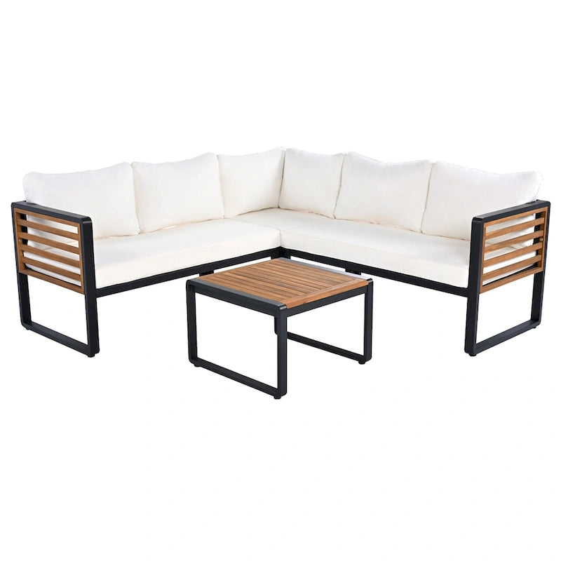 Ensemble de canapé d'angle 4 pièces avec tables basses pour patio