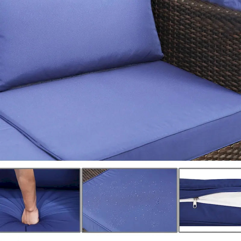 Ensemble de meubles de patio 6 pièces, ensemble de canapés modulaires d'extérieur avec auvent et dossier, ensemble de conversation de patio avec table basse