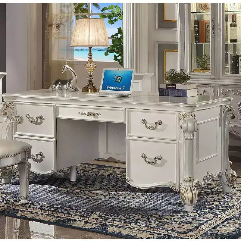 Bureaux Vendome 31" Finition Nacre Antique - Acme Furniture : Écriture de Direction, Étagère de Rangement Ouvert