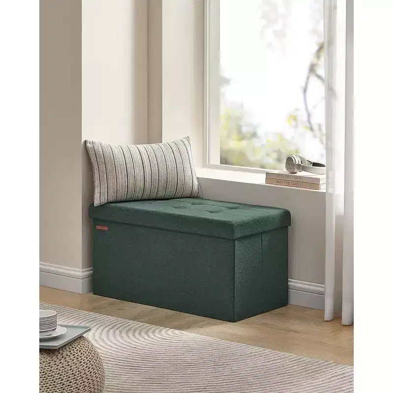 SONGMICS Banc de Rangement Ottoman 30 Pouces, Coffre de Rangement, Repose-Pieds, Supporte jusqu'à 300 kg, pour Chambre, Salon