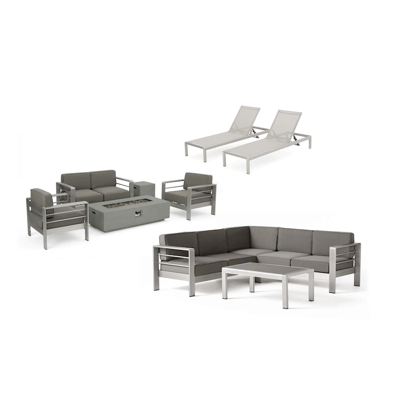 Ensemble de conversation et canapé d'extérieur 11 pièces Cape Coral par Christopher Knight Home