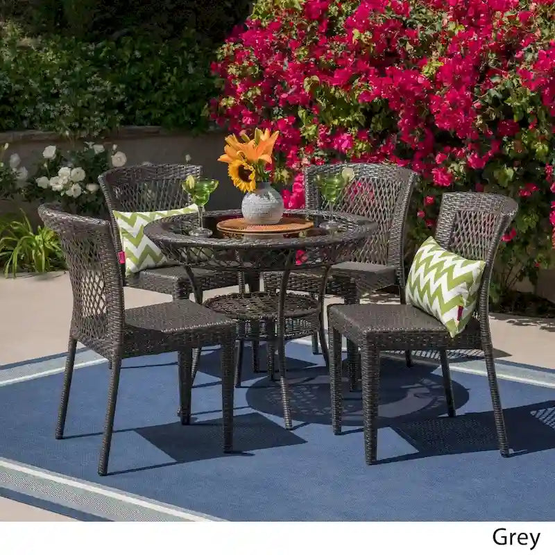 Ensemble de salle à manger en osier 5 pièces Farley Outdoor par Christopher Knight Home