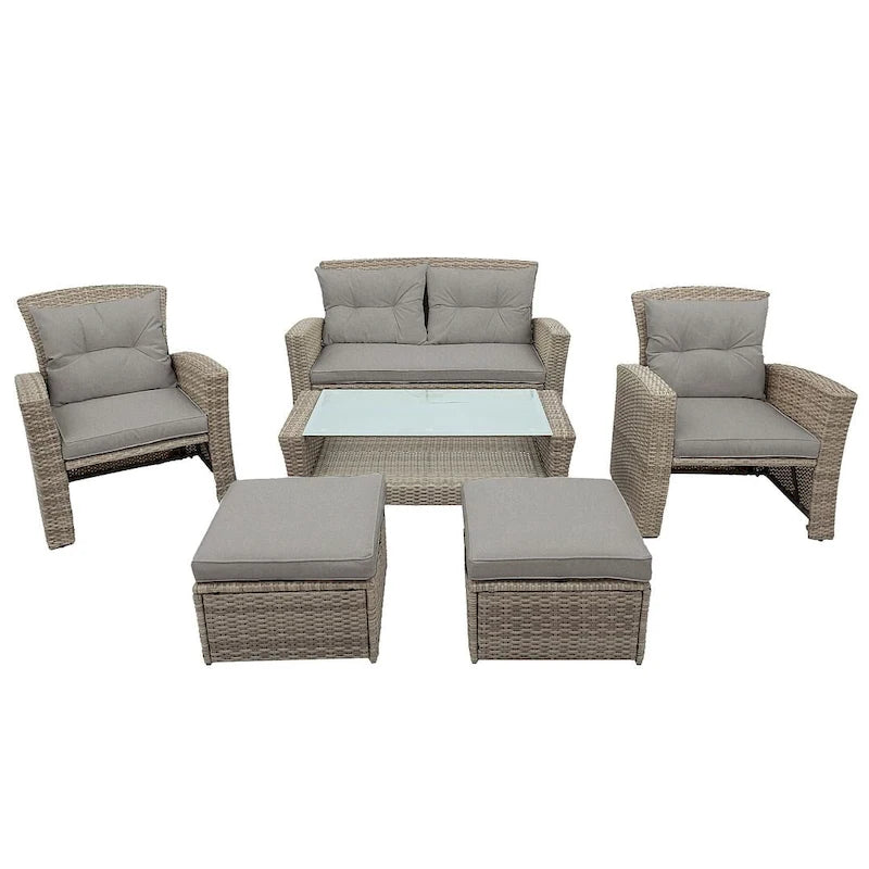 Ensemble de 4 meubles de patio en osier pour l'extérieur avec dossier haut