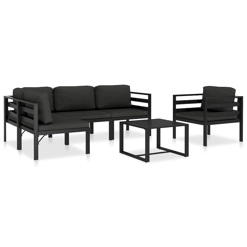 vidaXL Salon de jardin modulaire d'extérieur avec table en aluminium anthracite - 27,6 x 27,6 x 25,4