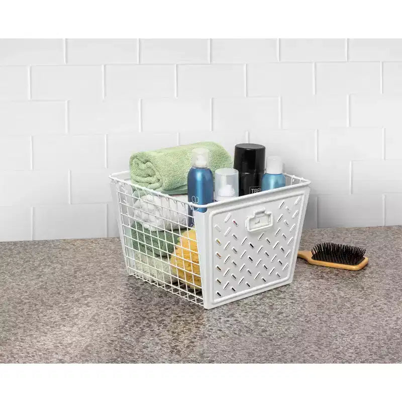 Spectrum Diversified Macklin Grand panier argent foncé : rangement utilitaire en métal, rangement portable universel pour tiroir, 40,6 cm de large