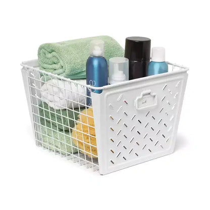 Spectrum Diversified Macklin Grand panier argent foncé : rangement utilitaire en métal, rangement portable universel pour tiroir, 40,6 cm de large