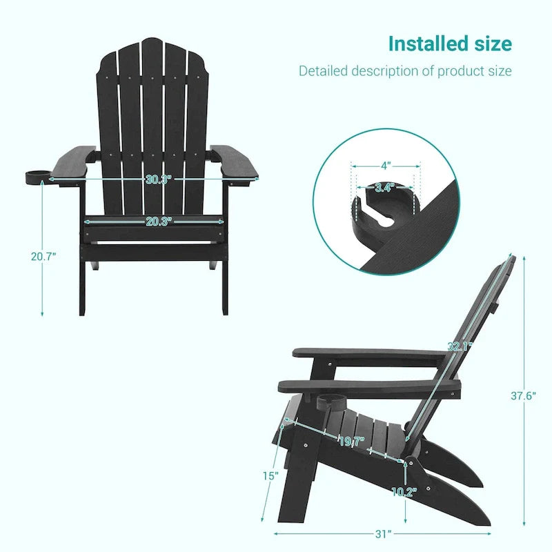 Bonosuki Lot de 2 chaises pliantes Adirondack pour patio et brasero