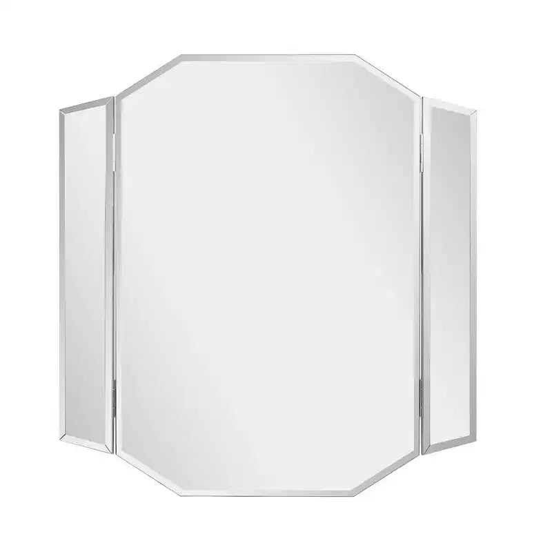 Howard Elliott Beveled Bi-Fold Vanity Mirror: Modern Rectangle, Wall Mount, MDF Frame, 32x30"