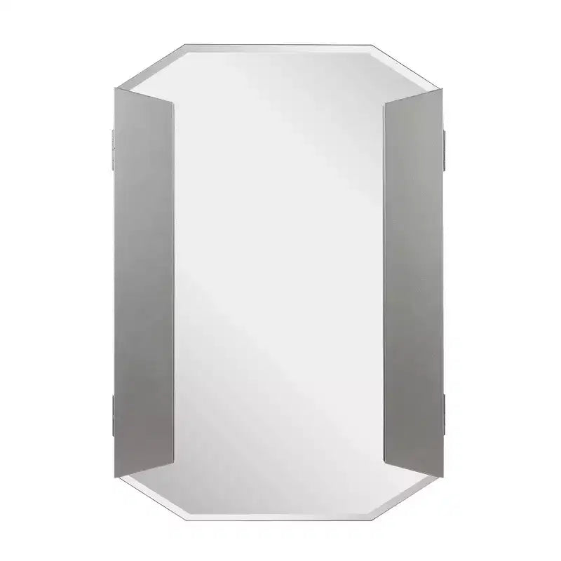 Miroir de vanité biseauté pliant Howard Elliott : Rectangulaire moderne, montage mural, cadre MDF, 32x30"