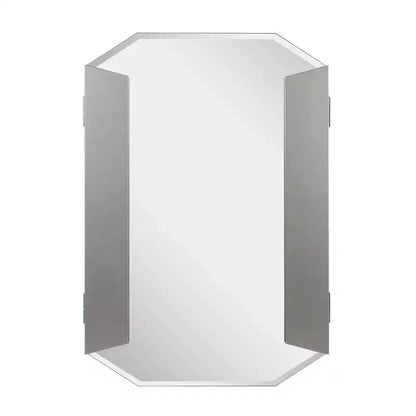 Miroir de vanité biseauté pliant Howard Elliott : Rectangulaire moderne, montage mural, cadre MDF, 32x30"