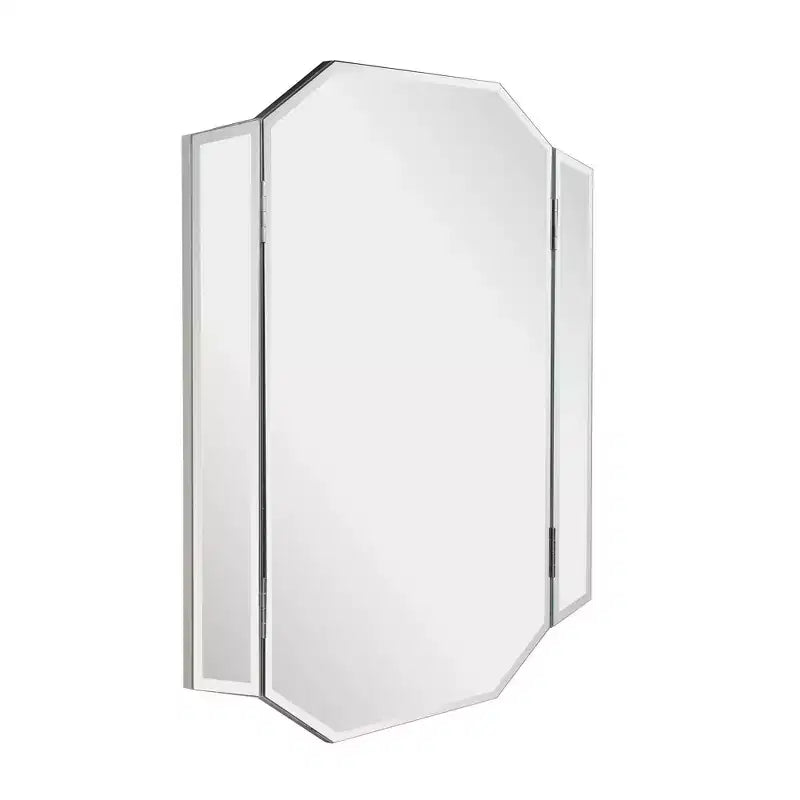 Miroir de vanité biseauté pliant Howard Elliott : Rectangulaire moderne, montage mural, cadre MDF, 32x30"