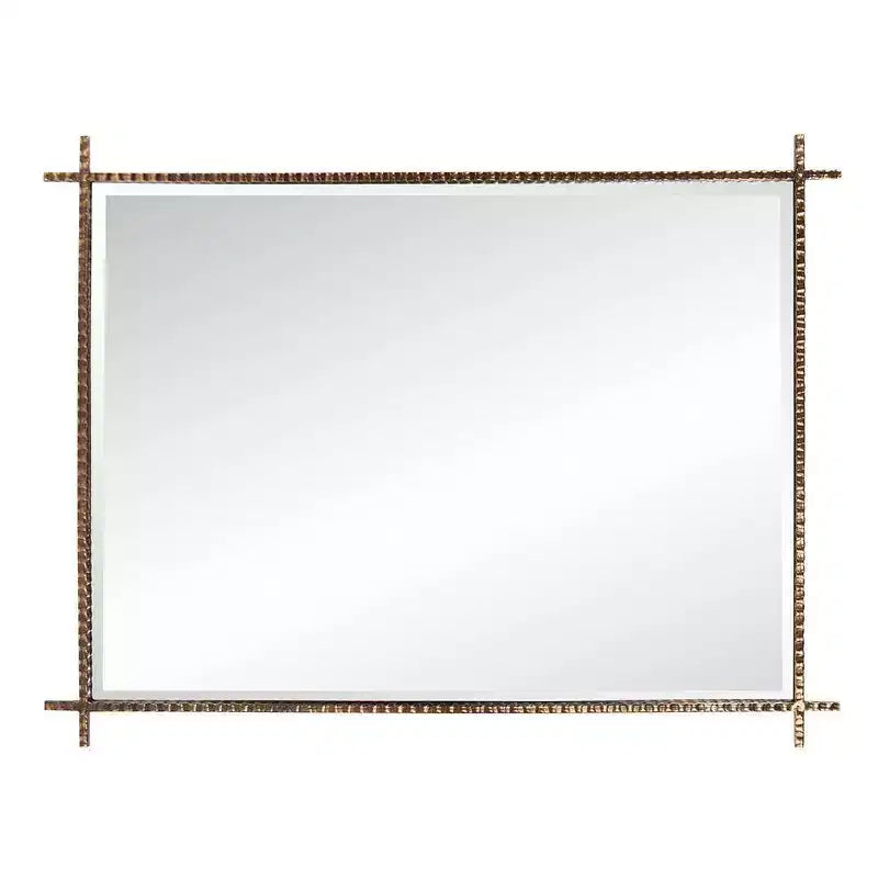 Miroir industriel décoratif rectangulaire en métal Howard Elliott Allen Andrews Isarno grand modèle : 44x34", cadre en fer, aucun assemblage requis
