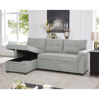 Canapé d'angle réversible convertible avec lit gigogne, méridienne de rangement et pieds durables