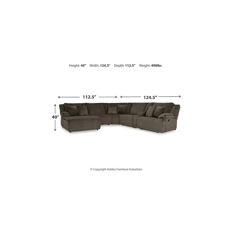 Signature Design by Ashley Canapé d'angle inclinable 6 places avec chaise longue Top Tier marron - 147 L x 134 P x 41 H