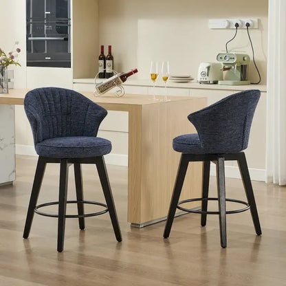 Lot de 2 tabourets de bar pivotants, chaises de salle à manger rembourrées avec large dossier, chaises de hauteur comptoir avec pieds en métal