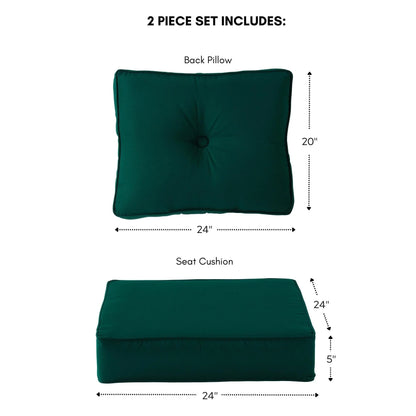 Ensemble de deux coussins d'extérieur haut de gamme Sunbrella pour assise profonde