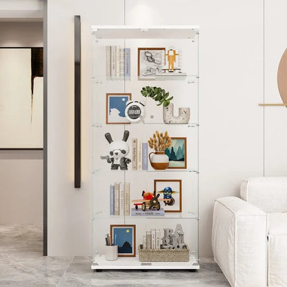 Vitrine en verre à double porte avec 5 étagères