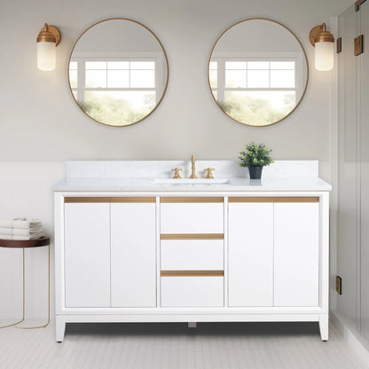Meuble-lavabo Vanity Art avec évier en céramique et dessus en marbre reconstitué