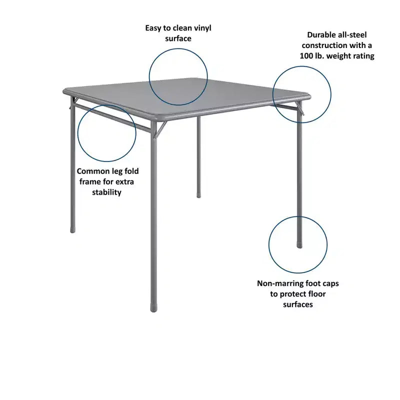 Ensemble de salle à manger pliant 5 pièces en tissu COSCO et table de cartes en vinyle de 34 po