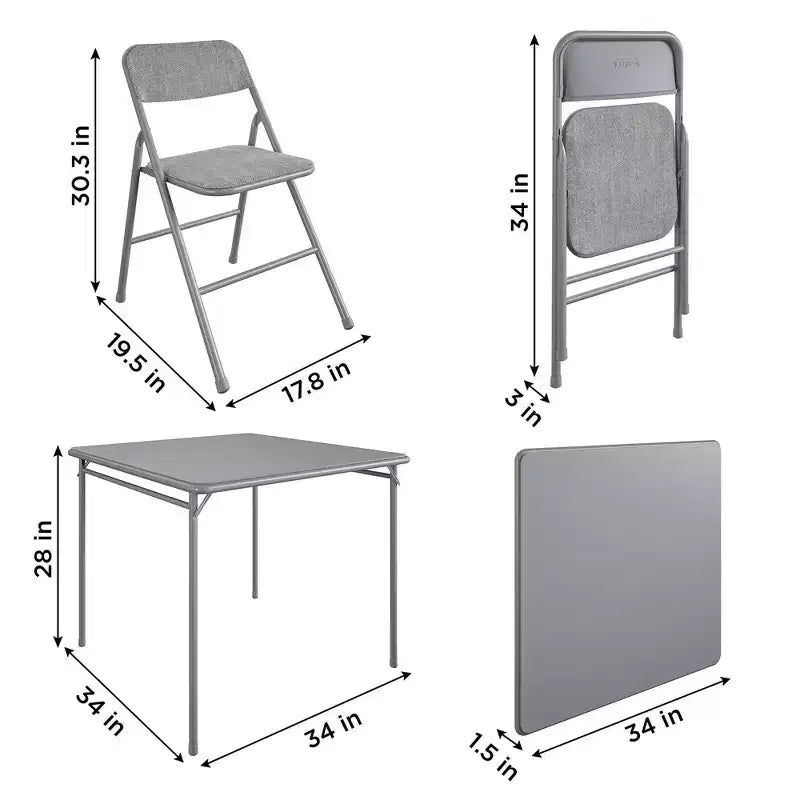Ensemble de salle à manger pliant 5 pièces en tissu COSCO et table de cartes en vinyle de 34 po