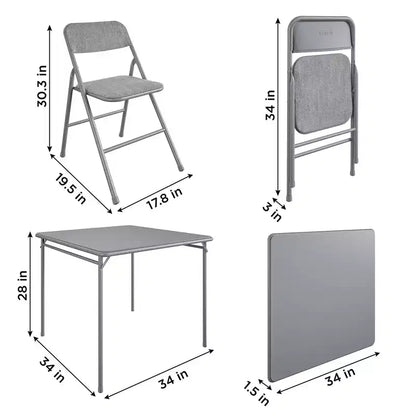 Ensemble de salle à manger pliant 5 pièces en tissu COSCO et table de cartes en vinyle de 34 po