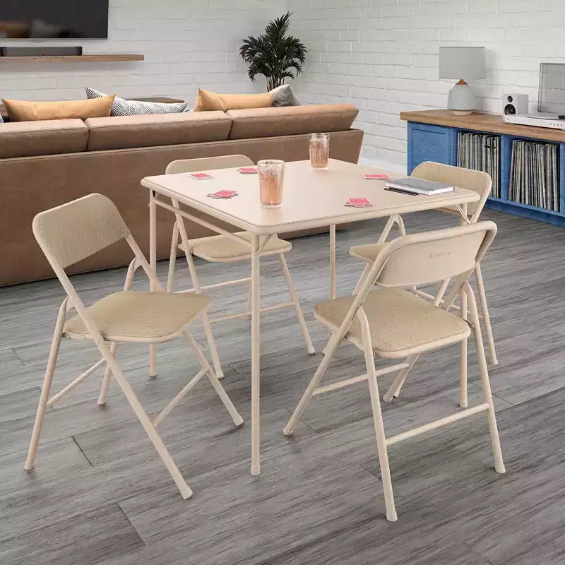 Ensemble de salle à manger pliant 5 pièces en tissu COSCO et table de cartes en vinyle de 34 po