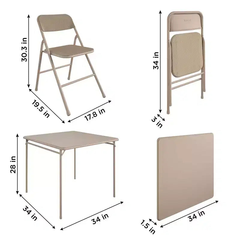 Ensemble de salle à manger pliant 5 pièces en tissu COSCO et table de cartes en vinyle de 34 po
