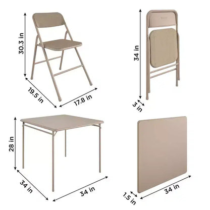 Ensemble de salle à manger pliant 5 pièces en tissu COSCO et table de cartes en vinyle de 34 po