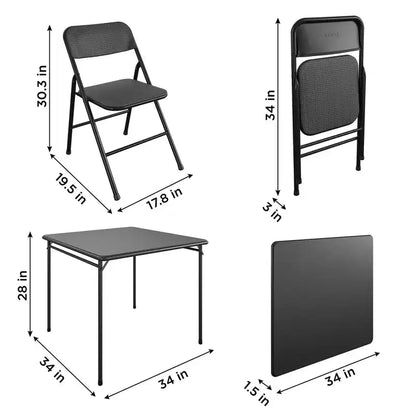 Ensemble de salle à manger pliant 5 pièces en tissu COSCO et table de cartes en vinyle de 34 po