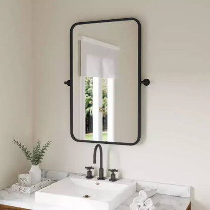 Flash Furniture Finlay Miroir Mural Pivotant en Métal - Grand Miroir de Maquillage d'Appoint pour Salle de Bain