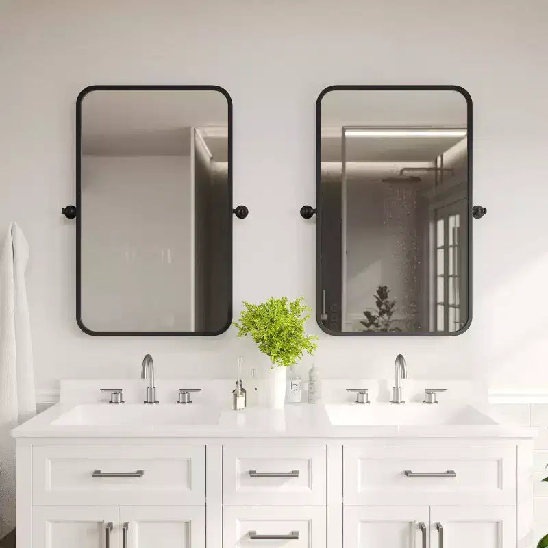 Flash Furniture Finlay Miroir Mural Pivotant en Métal - Grand Miroir de Maquillage d'Appoint pour Salle de Bain
