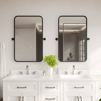Flash Furniture Finlay Miroir Mural Pivotant en Métal - Grand Miroir de Maquillage d'Appoint pour Salle de Bain