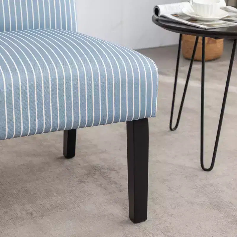 Chaise d'appoint sans accoudoirs rembourrée à rayures Boten de Roundhill Furniture, bleue