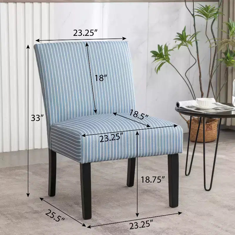 Chaise d'appoint sans accoudoirs rembourrée à rayures Boten de Roundhill Furniture, bleue