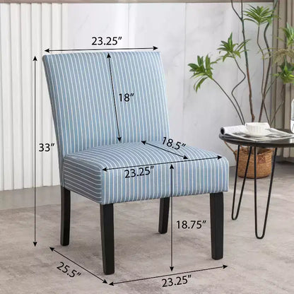 Chaise d'appoint sans accoudoirs rembourrée à rayures Boten de Roundhill Furniture, bleue