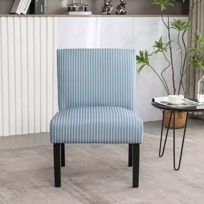Chaise d'appoint sans accoudoirs rembourrée à rayures Boten de Roundhill Furniture, bleue