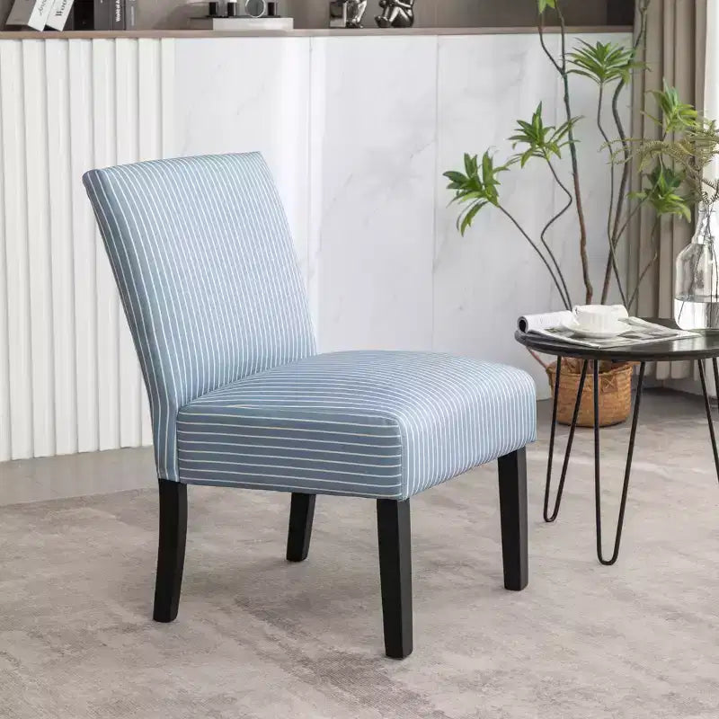 Chaise d'appoint sans accoudoirs rembourrée à rayures Boten de Roundhill Furniture, bleue
